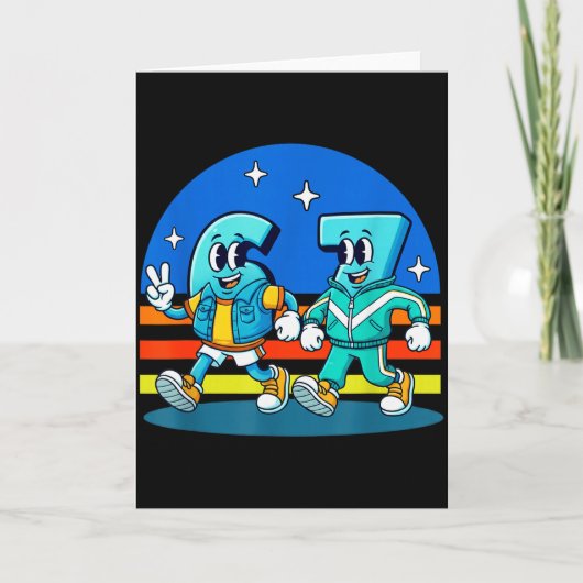 67 Six Seven Fun Meme Funny Design Kids School  カード (正面)