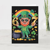 67 Six Seven Funny 6 7 Meme St Patricks Day Leprec カード (正面)