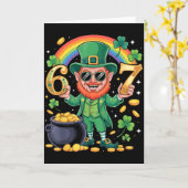 67 Six Seven Funny 6 7 Meme St Patricks Day Leprec カード (黄色い花)