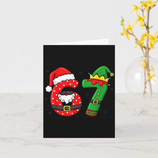 67 Six Seven Funny Christmas 6 7 Meme Xmas Boys Gi カード (黄色い花)