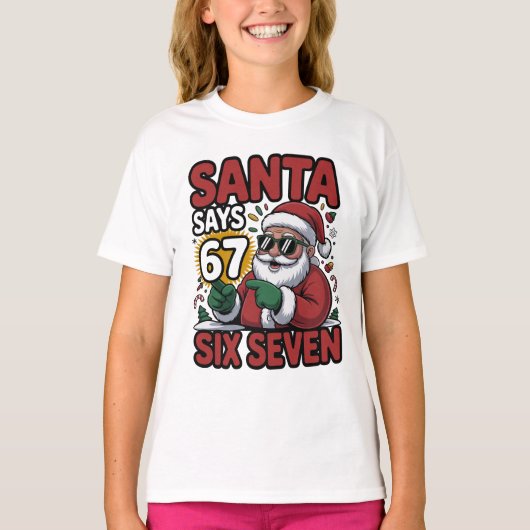 67 Six Seven Funny Christmas Santa Meme Tシャツ (正面)