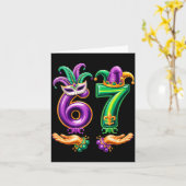 67 Six Seven Funny Mardi Gras 6 7 Meme For Men Wom カード (黄色い花)