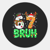 67 Six Seven Funny Snowman Reindeer Bruh 6 7 Meme ラウンドシール (正面)