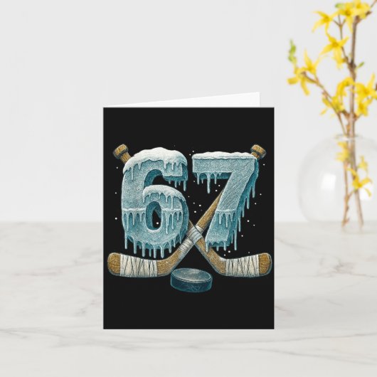 67 Six Seven Hockey Drip Number Funny 6 7 Meme カード (黄色い花)