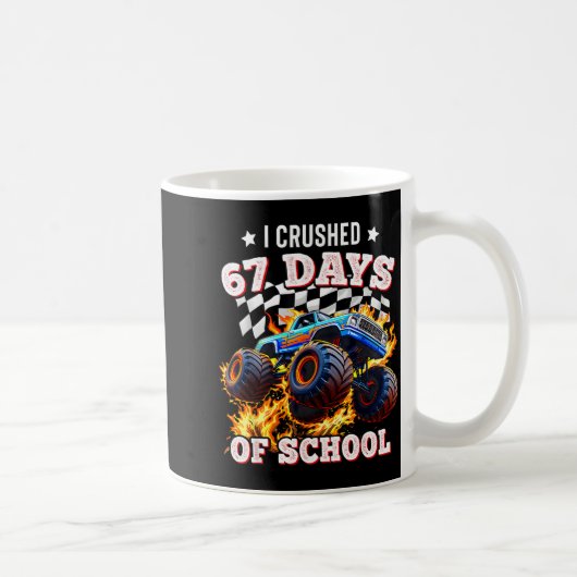 67 Six Seven I Crush 67 Days Of School Monster Tru コーヒーマグカップ (右)