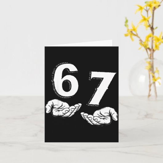 67 Six Seven Meme Gen Alpha Slang 6 7 Hands Funny  カード (黄色い花)