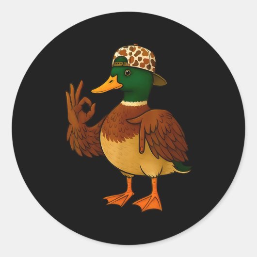 67 Six Seven Meme Mallard Duck Hunting Season Boy  ラウンドシール (正面)