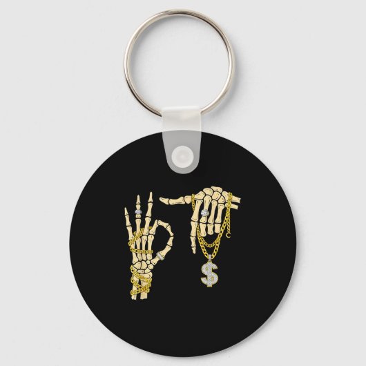 67 Six Seven Meme Novelty Skeleton Hand Bling Chai キーホルダー (正面)