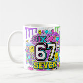 67 Six Seven Retro Y2K Aesthetic mug コーヒーマグカップ (左)