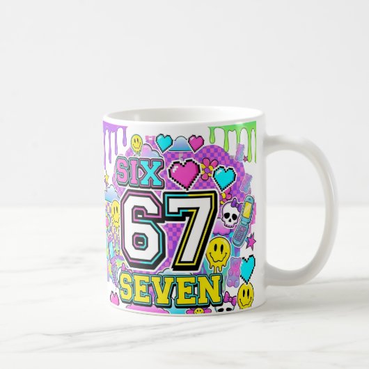 67 Six Seven Retro Y2K Aesthetic mug コーヒーマグカップ (右)