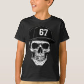 67 Skull Halloween Brainrot Meme Six Seven Kids Sk Tシャツ (正面)