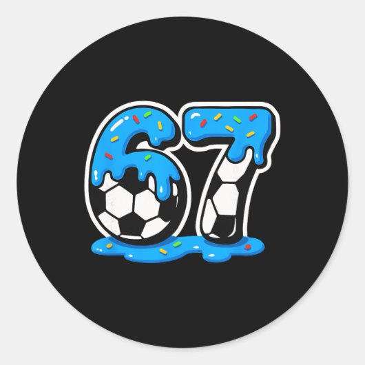 67 Soccer Ice Cream Drip Brain Rot Meme  ラウンドシール (正面)
