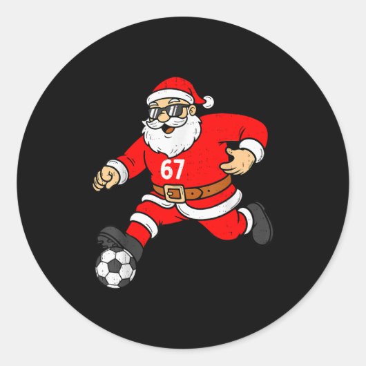 67 Soccer Santa Six Seven Meme Christmas Srt Men B ラウンドシール (正面)