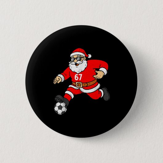 67 Soccer Santa Six Seven Meme Christmas Srt Men B 缶バッジ (正面)