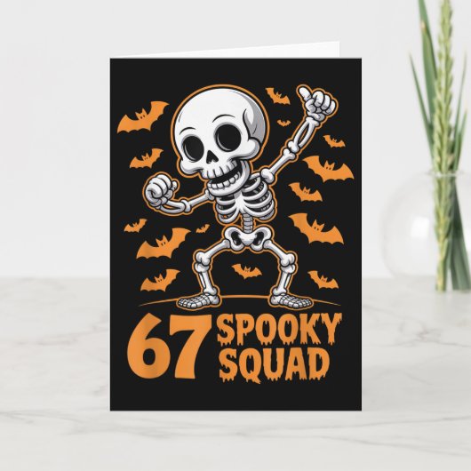 67 Spooky Squad Halloween Skeleton 6 7 Meme Six Se カード (正面)