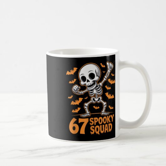 67 Spooky Squad Halloween Skeleton 6 7 Meme Six Se コーヒーマグカップ (右)