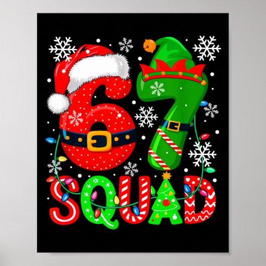 67 Squad Christmas Santa Elf Colorful Costume Kids ポスター (正面)