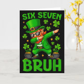 67 St Patricks Day Funny Six Seven Meme Leprechaun カード (黄色い花)