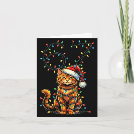 67 Tabby Orange Cat Christmas Santa Hat Six Seven カード (正面)