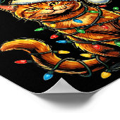 67 Tabby Orange Cat Christmas Santa Hat Six Seven  ポスター (角)