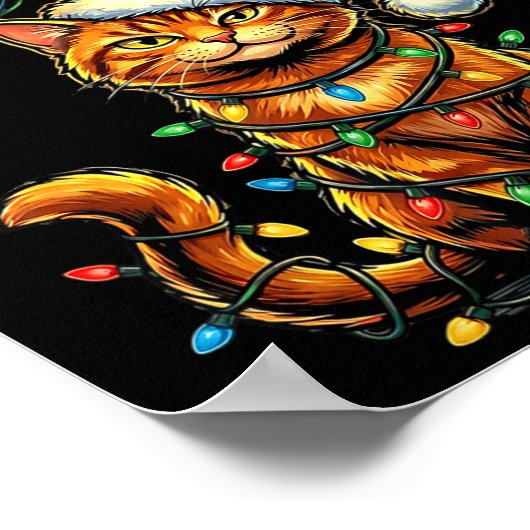 67 Tabby Orange Cat Christmas Santa Hat Six Seven  ポスター (角)