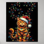 67 Tabby Orange Cat Christmas Santa Hat Six Seven  ポスター (正面)
