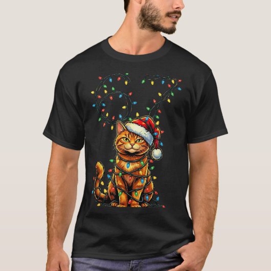 67 Tabby Orange Cat Christmas Santa Hat Six Seven  Tシャツ (正面)