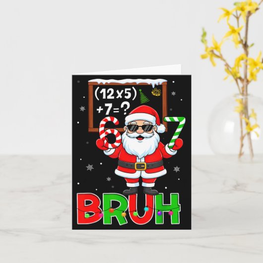 67 Teacher Christmas Santa Six Seven Meme Math Equ カード (黄色い花)