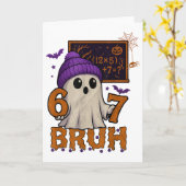67 Teacher Halloween Ghost Six Seven Meme Math Equ カード (黄色い花)