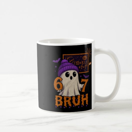 67 Teacher Halloween Ghost Six Seven Meme Math Equ コーヒーマグカップ (右)