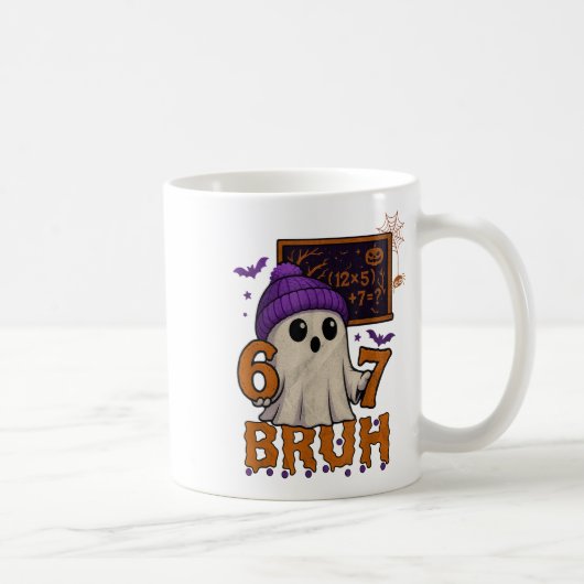 67 Teacher Halloween Ghost Six Seven Meme Math Equ コーヒーマグカップ (右)