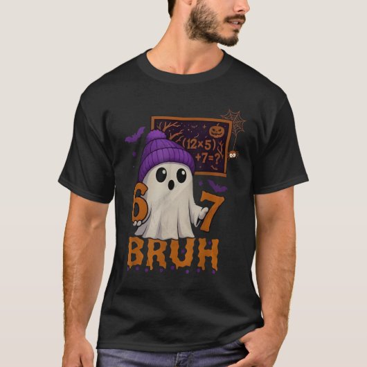 67 Teacher Halloween Ghost Six Seven Meme Math Equ Tシャツ (正面)