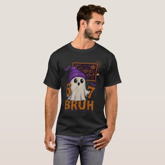 67 Teacher Halloween Ghost Six Seven Meme Math Equ Tシャツ (正面フル)