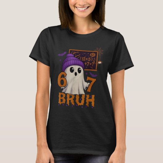 67 Teacher Halloween Ghost Six Seven Meme Math Equ Tシャツ (正面)