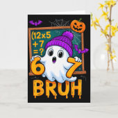 67 Teacher Halloween Ghost Six Seven Meme Math Hum カード (黄色い花)