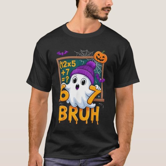 67 Teacher Halloween Ghost Six Seven Meme Math Hum Tシャツ (正面)