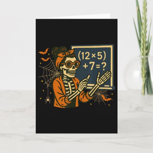 67 Teacher Halloween Skeleton Six Seven Meme Math  カード (正面)