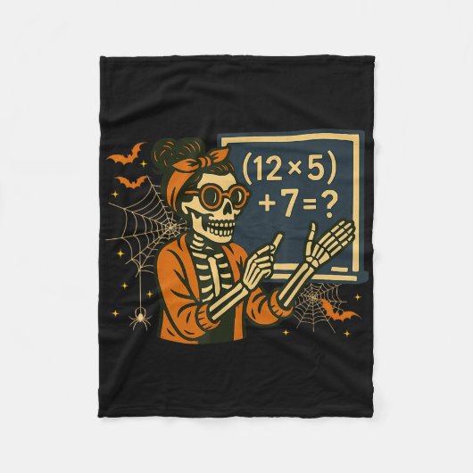 67 Teacher Halloween Skeleton Six Seven Meme Math  フリースブランケット (正面)