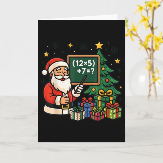 67 Teacher Santa Christmas Six Seven Meme Brainrot カード (黄色い花)