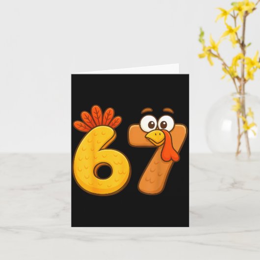 67 Thanksgiving Funny Six Seven Meme For Men Women カード (黄色い花)