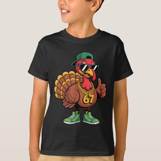 67 Thanksgiving Funny Turkey Wearing Cap Sungles S Tシャツ (正面)