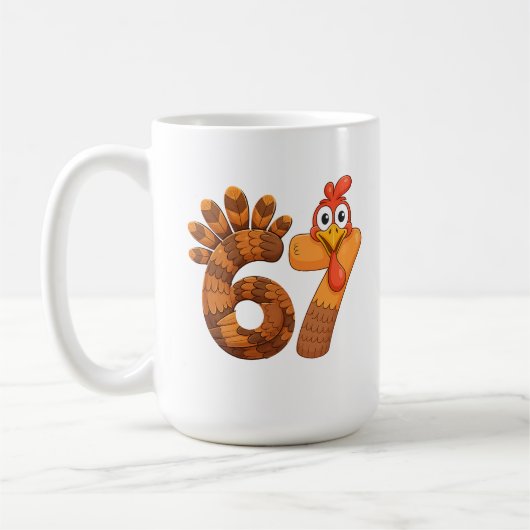 67 turkey thanksgiving funny コーヒーマグカップ (左)
