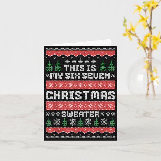 67 Ugly Christmas Sweater Six Seven Meme Xmas Whit カード (黄色い花)