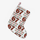 67 Ugly Christmas Xmas Red Buffalo Plaid Holiday スモールクリスマスストッキング (正面 (吊り時))
