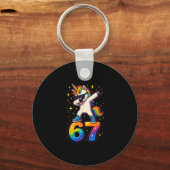 67 Unicorn Dabbing Six Seven Meme Funny  キーホルダー (正面)