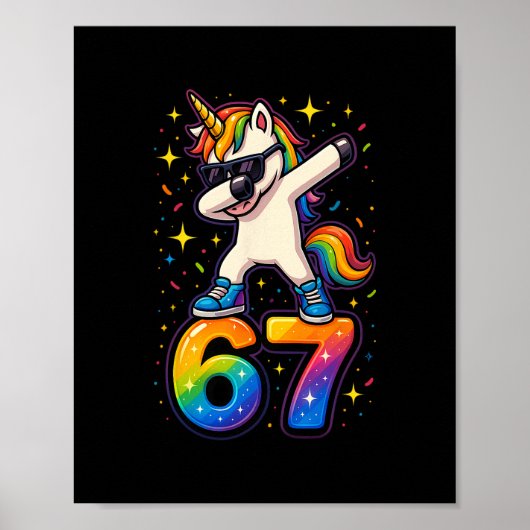 67 Unicorn Dabbing Six Seven Meme Funny  ポスター (正面)
