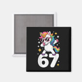 67 Unicorn Dabbing Six Seven Meme Funny  マグネット (正面/裏面)