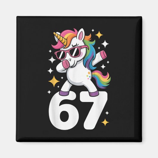 67 Unicorn Dabbing Six Seven Meme Funny  マグネット (正面)