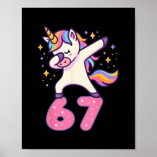 67 Unicorn For Girls Six Seven Meme Brainrot Funny ポスター (正面)