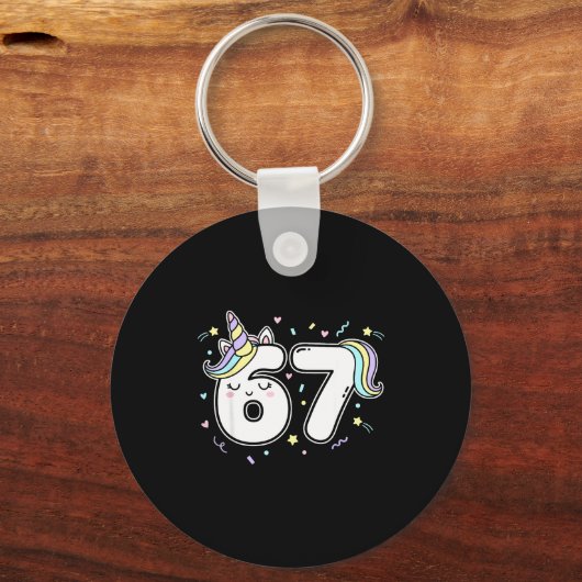 67 Unicorn Six Seven 6-7 Meme キーホルダー (正面)